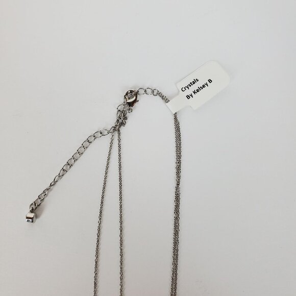 Sterling Silver Double Chain Rhodium Plated Swarovski Crystals Necklace - Picture 6 of 6